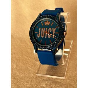 Juicy Couture women's watch JC/5024 blue glitter silicone band, works